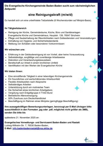 Reinigungskraft Sinzheim